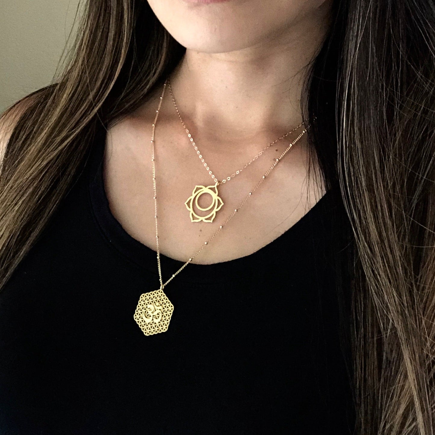 Gold Om Medallion Necklace
