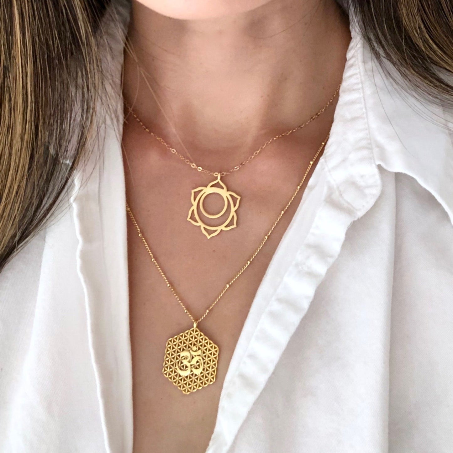 Gold Om Medallion Necklace