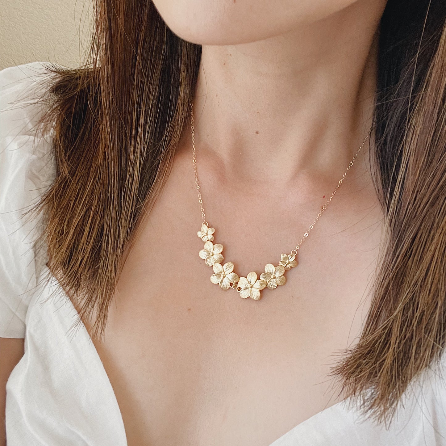 Gold Plumeria Lei Necklace