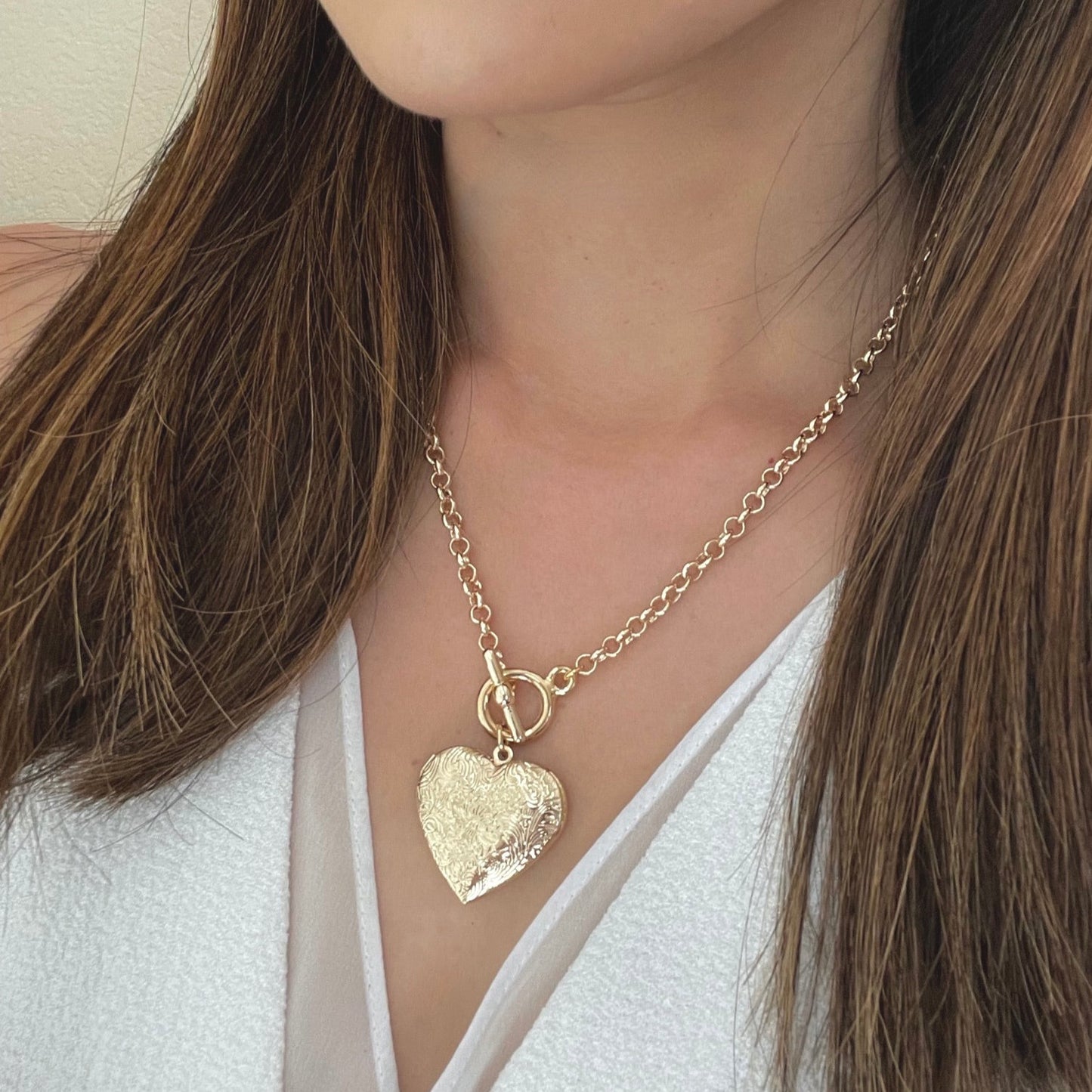 Heart Locket Toggle Necklace