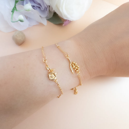 Personalized Birth Flower Bracelet