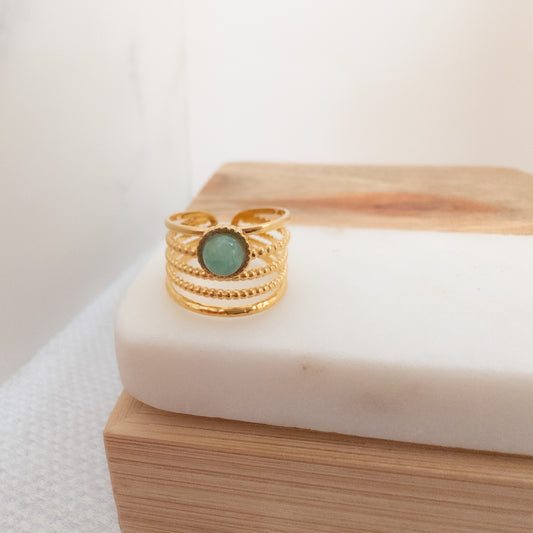 Amazonite Gemstone Adjustable Layered Ring