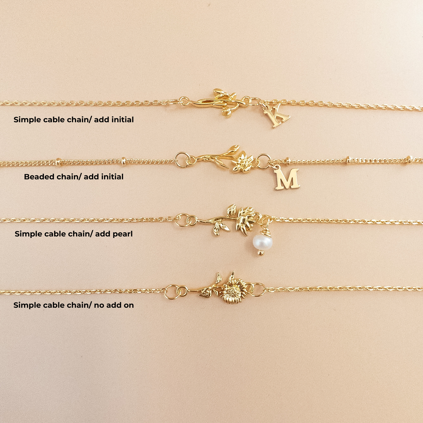 Personalized Birth Flower Bracelet