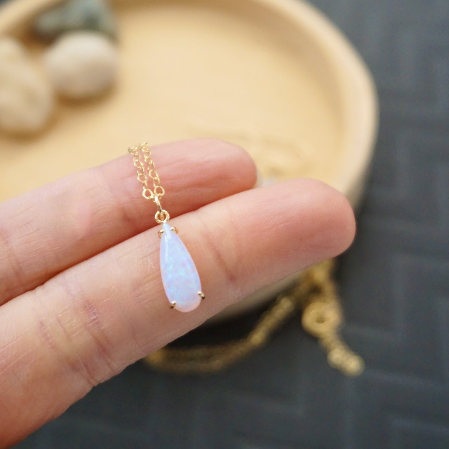 Opal Teardrop Earrings Necklace Set