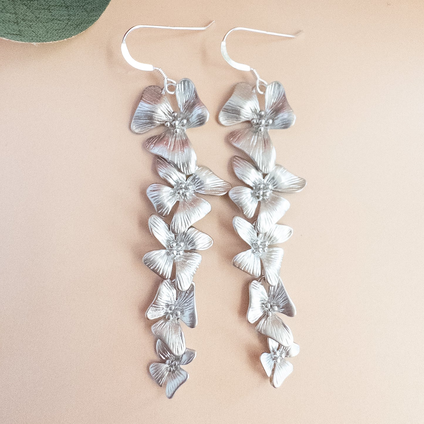 Cascading Silver Dogwood Earrings