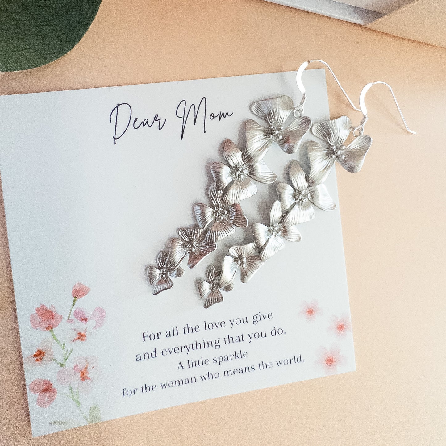 Cascading Silver Dogwood Earrings