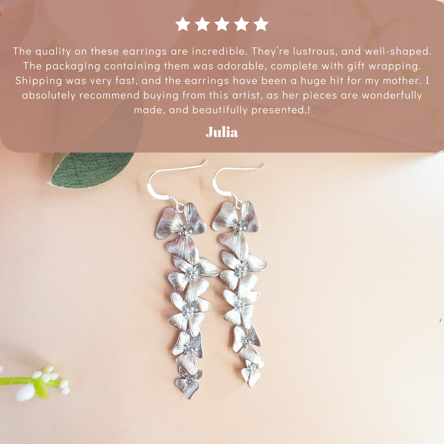 Cascading Silver Dogwood Earrings