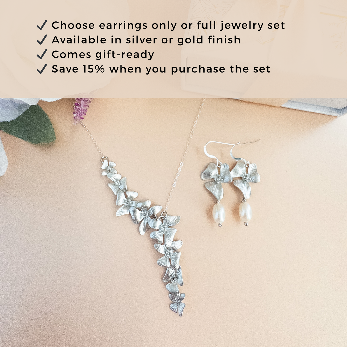 Asymmetrical Dogwood Necklace