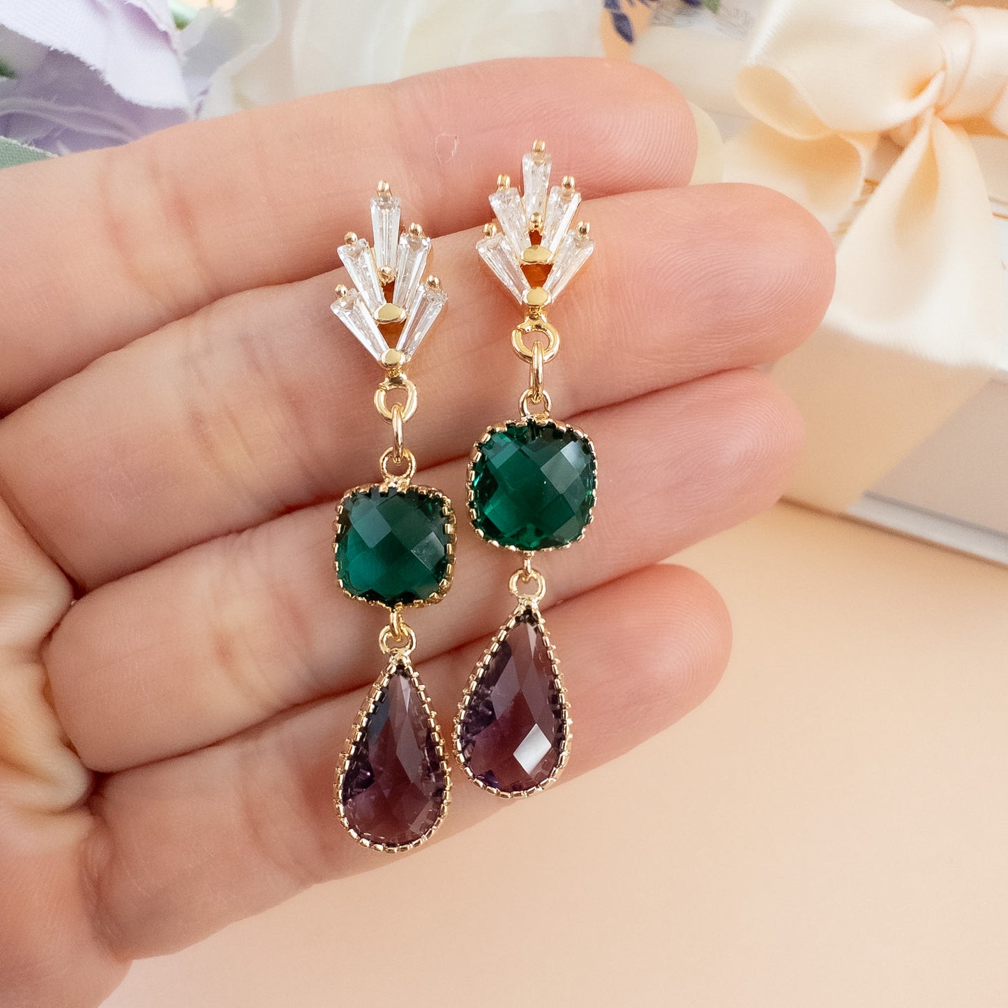 Emerald Plum Earrings