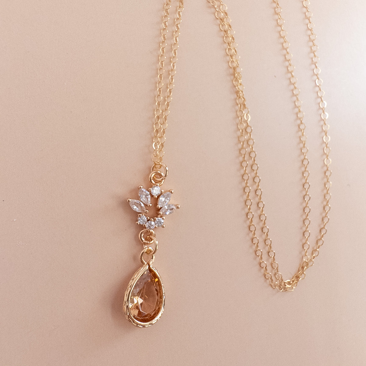 Livia peach crystal necklace