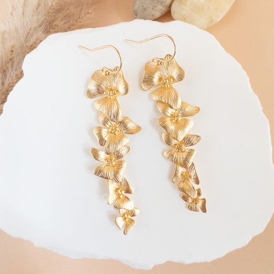 Cascading Gold Dogwood Earrings
