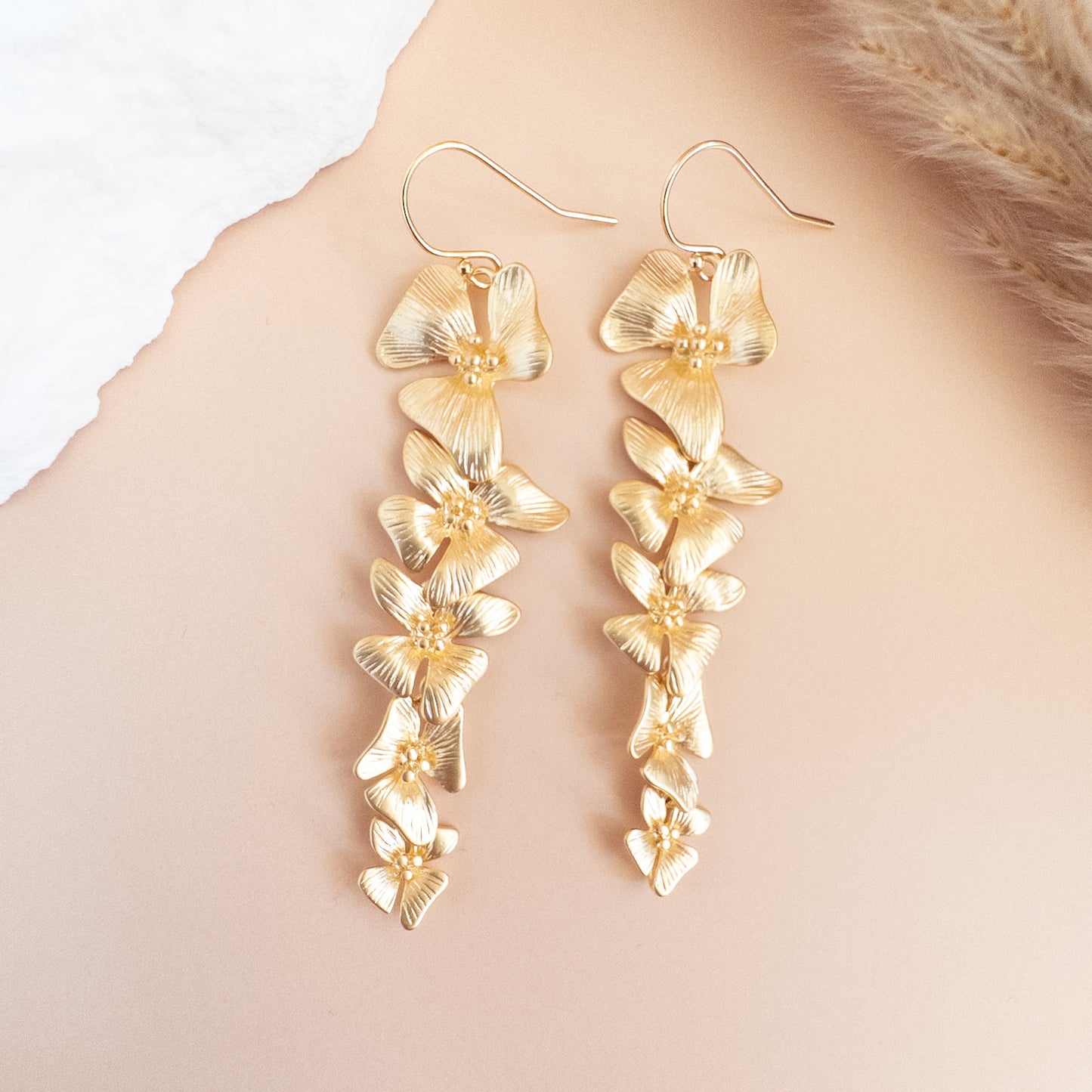 Cascading Gold Dogwood Earrings