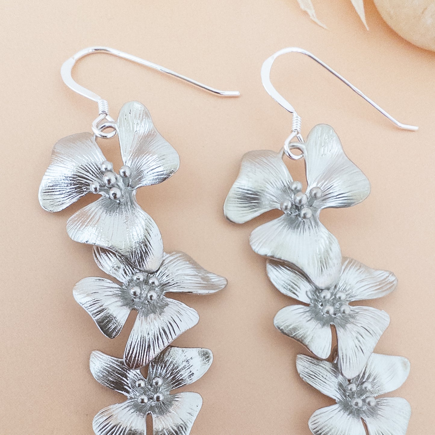 Cascading Silver Dogwood Earrings