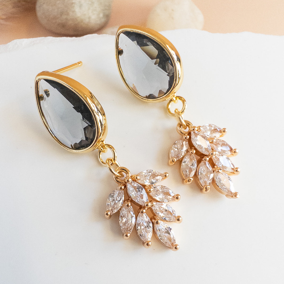 Maeve Charcoal Crystal Drop Earrings