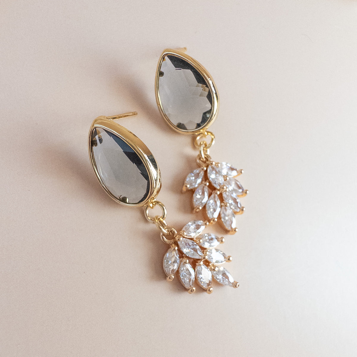 Maeve Charcoal Crystal Drop Earrings
