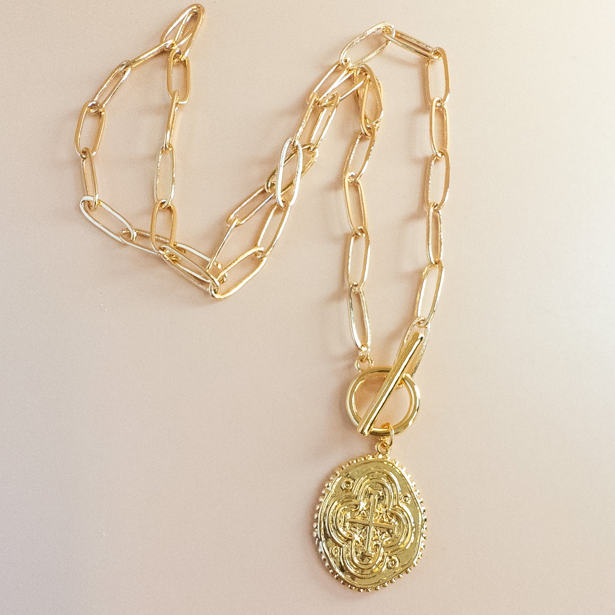 Coin Medallion Toggle Necklace