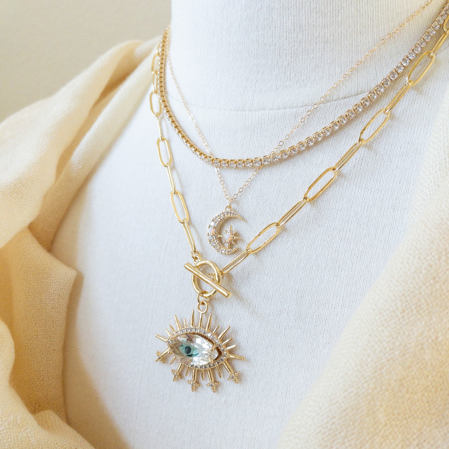 Opal Crescent Necklace