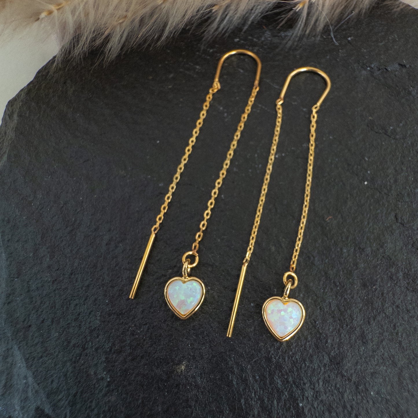 Heart Opal Threader Earrings