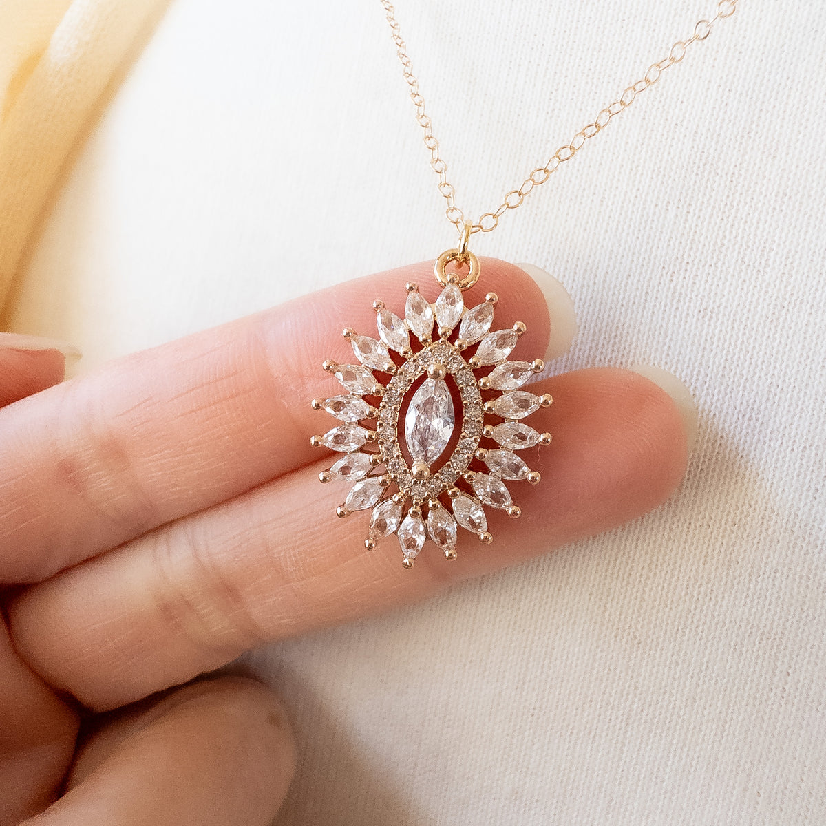 Close up of the starburst pendant 