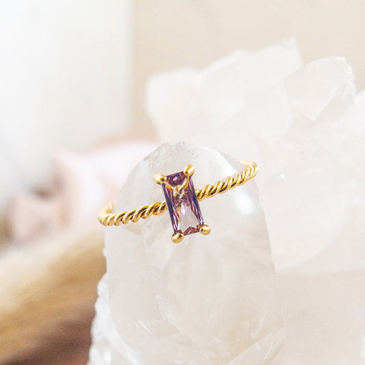 Purple Stone Twisted Ring