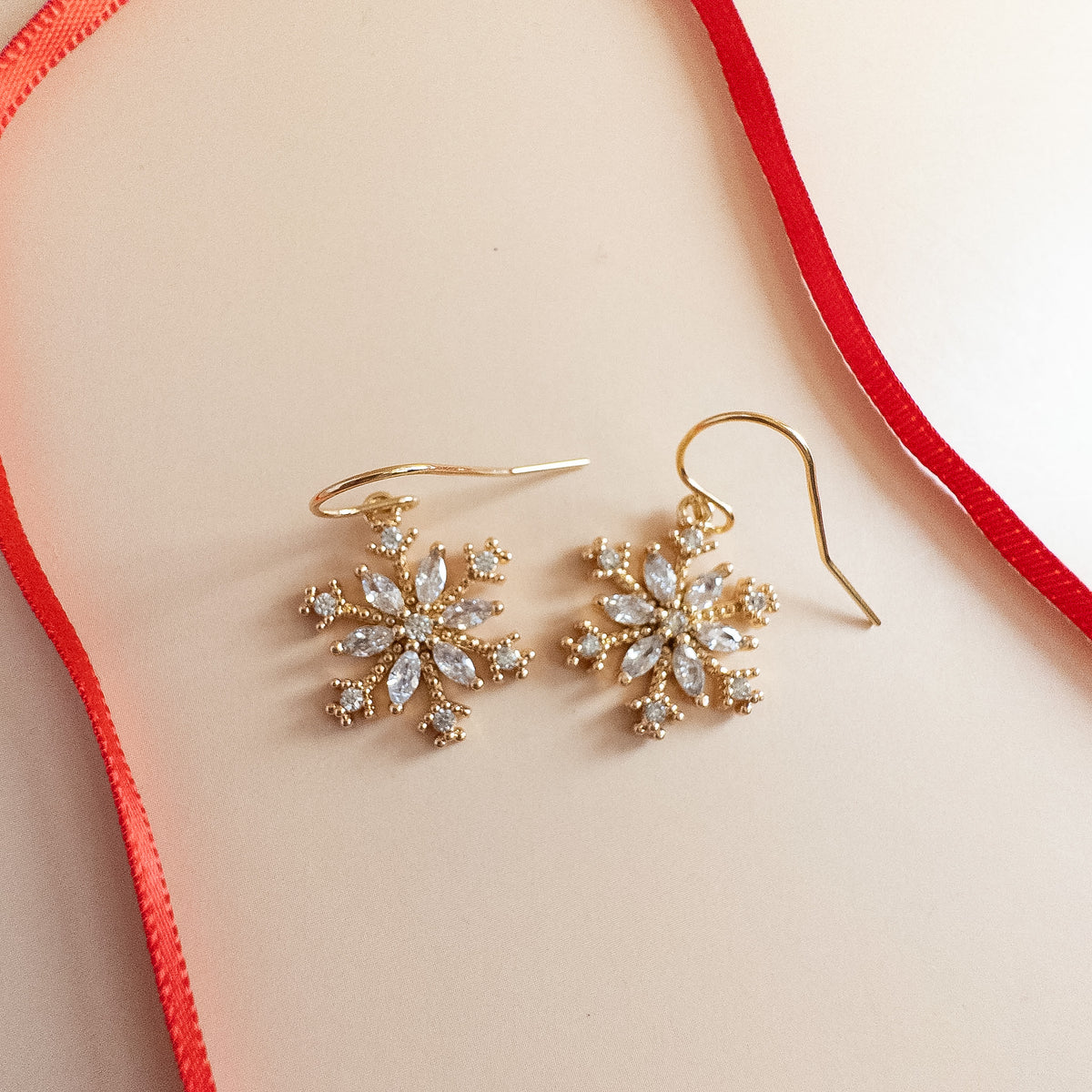 Gold Crystal Snowflake Earrings