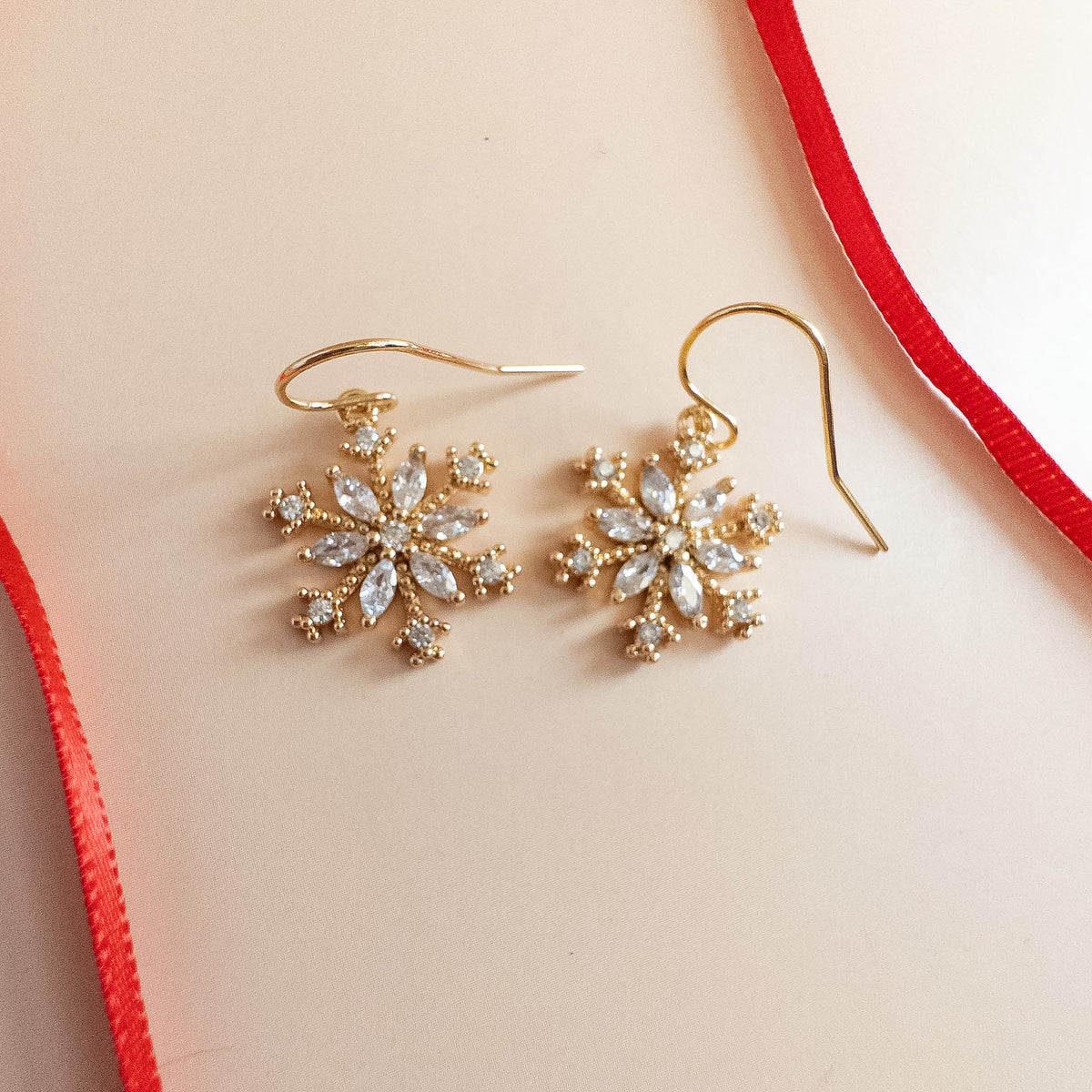 Gold Crystal Snowflake Earrings