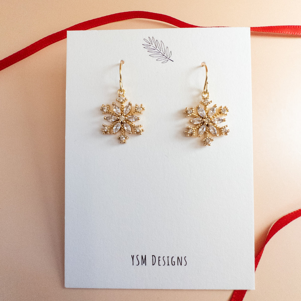 Gold Crystal Snowflake Earrings