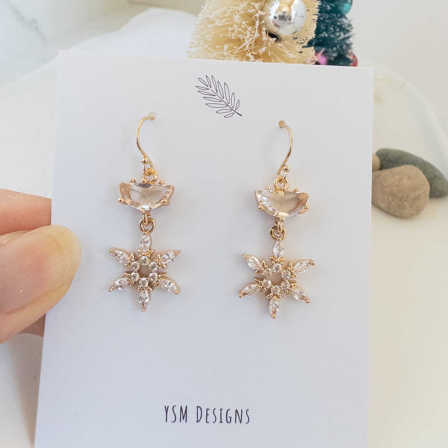 Rhinestone Snowflake Earrings