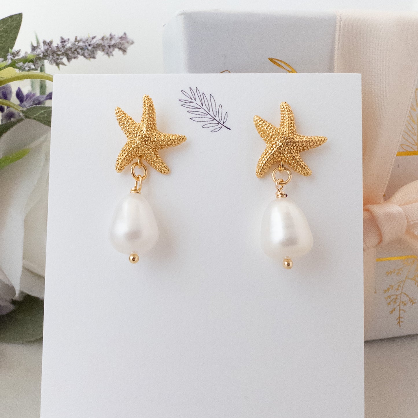 Seaside Charm Starfish & Pearl Drop Earrings