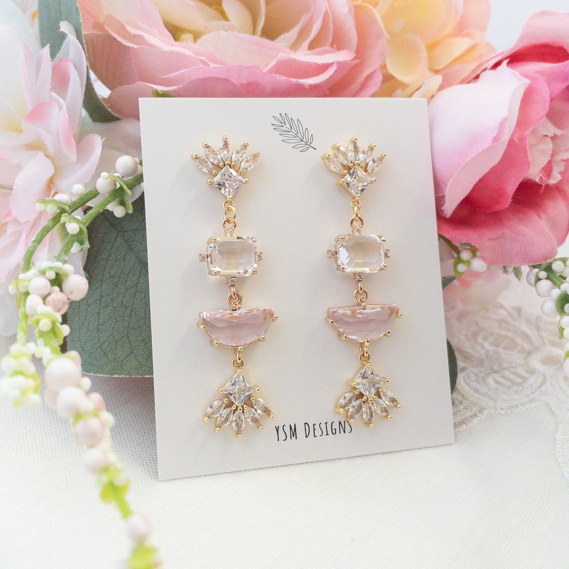 Crystal statement earrings by YSM Designs