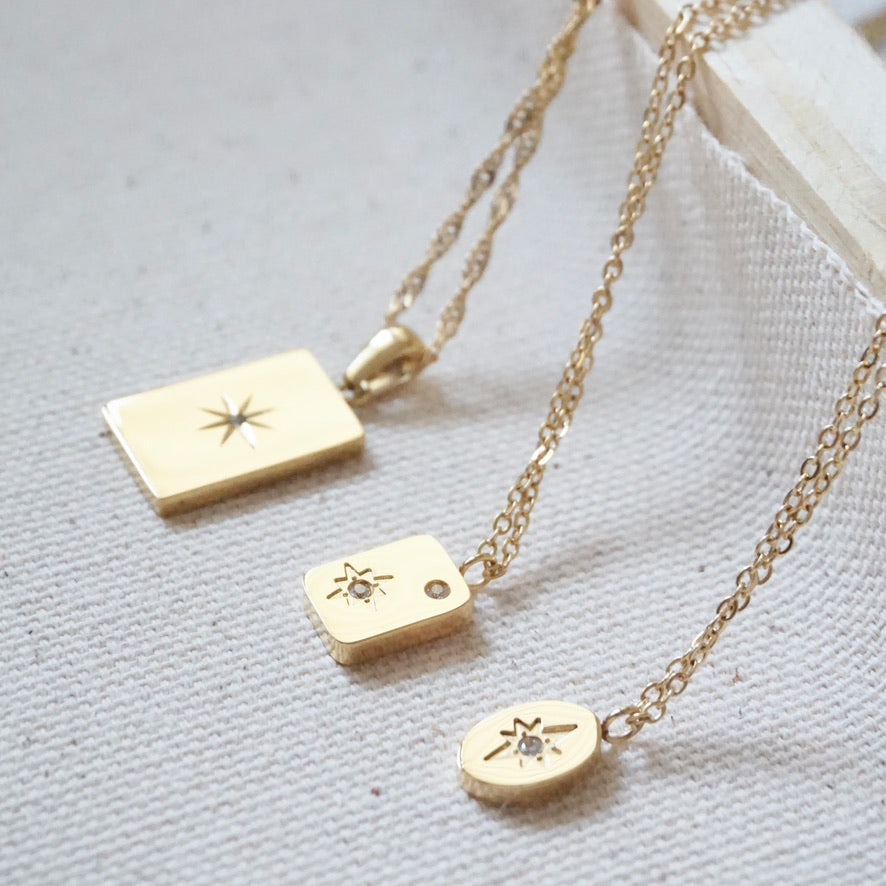 Tiny Oval North Star Necklace