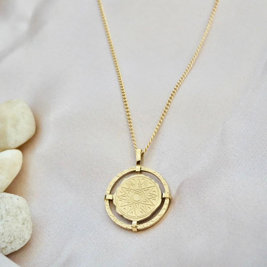 Gold Sun Coin Necklace