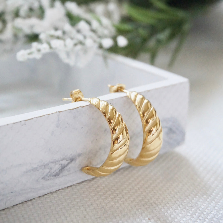 Gold Croissant Hoops