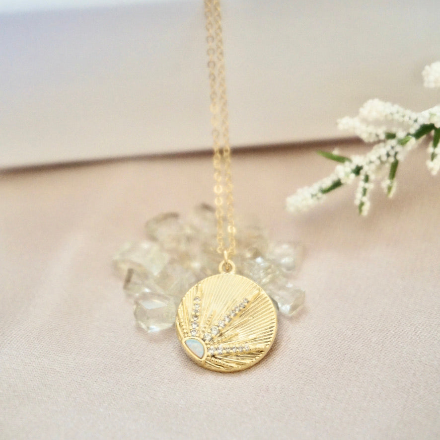 Opal Sunrise Coin Necklace