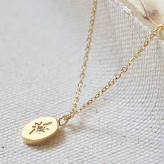 tiny north star coin necklace