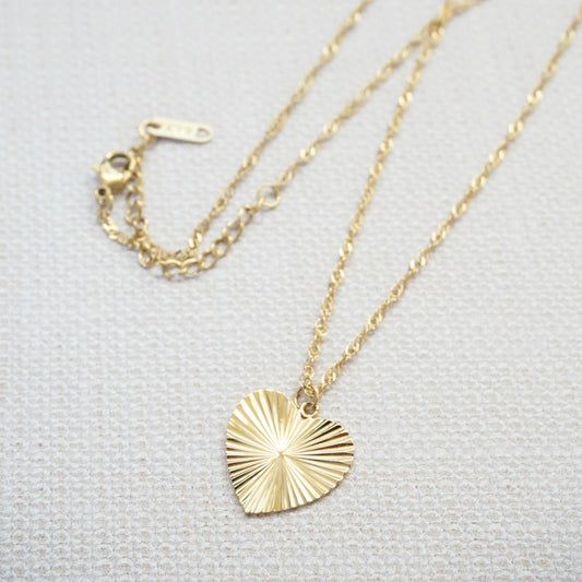 Water resistant gold heart necklace