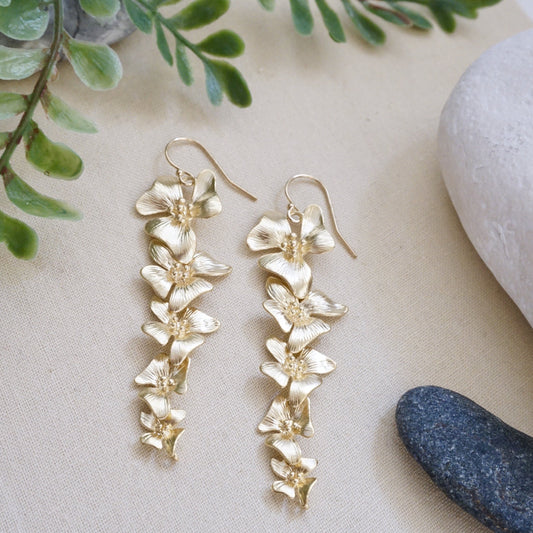 Gold dogwood earrings
