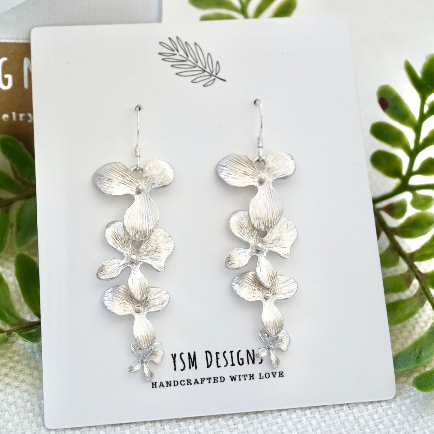Silver Orchid Earrings