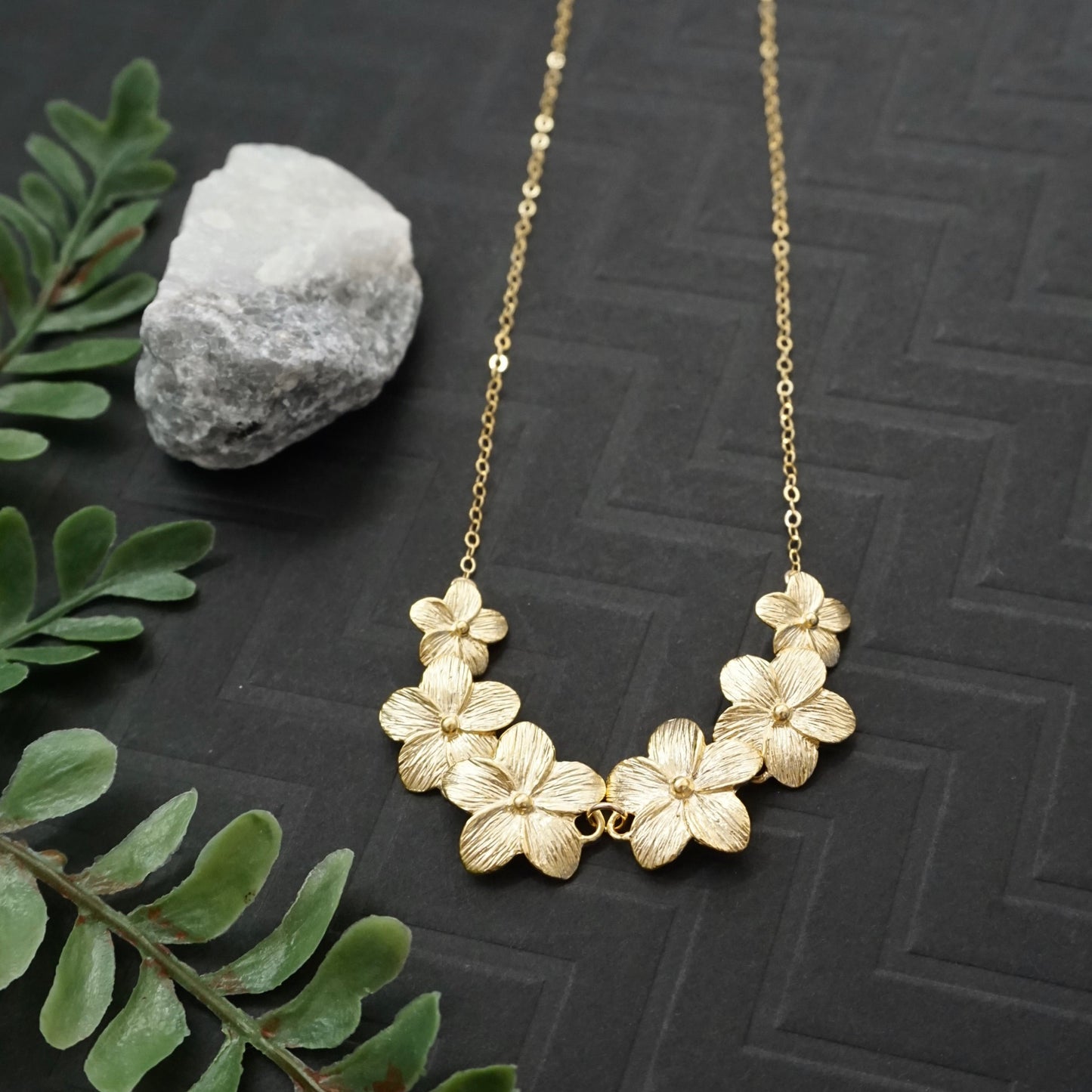 Gold Plumeria Lei Necklace