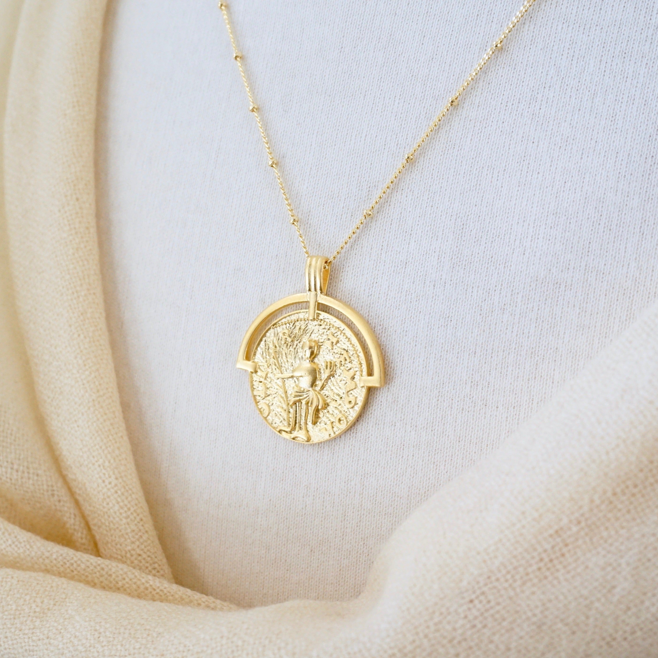 Vintage Coin Medallion Necklace Gold Necklace Coin Necklace