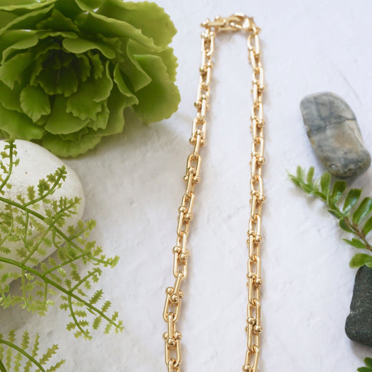 Gold link chain necklace