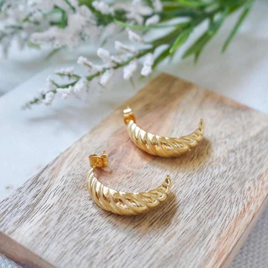 Gold Croissant Hoops